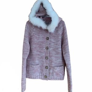 Dex Girls Sweater With Faux Fur Hood